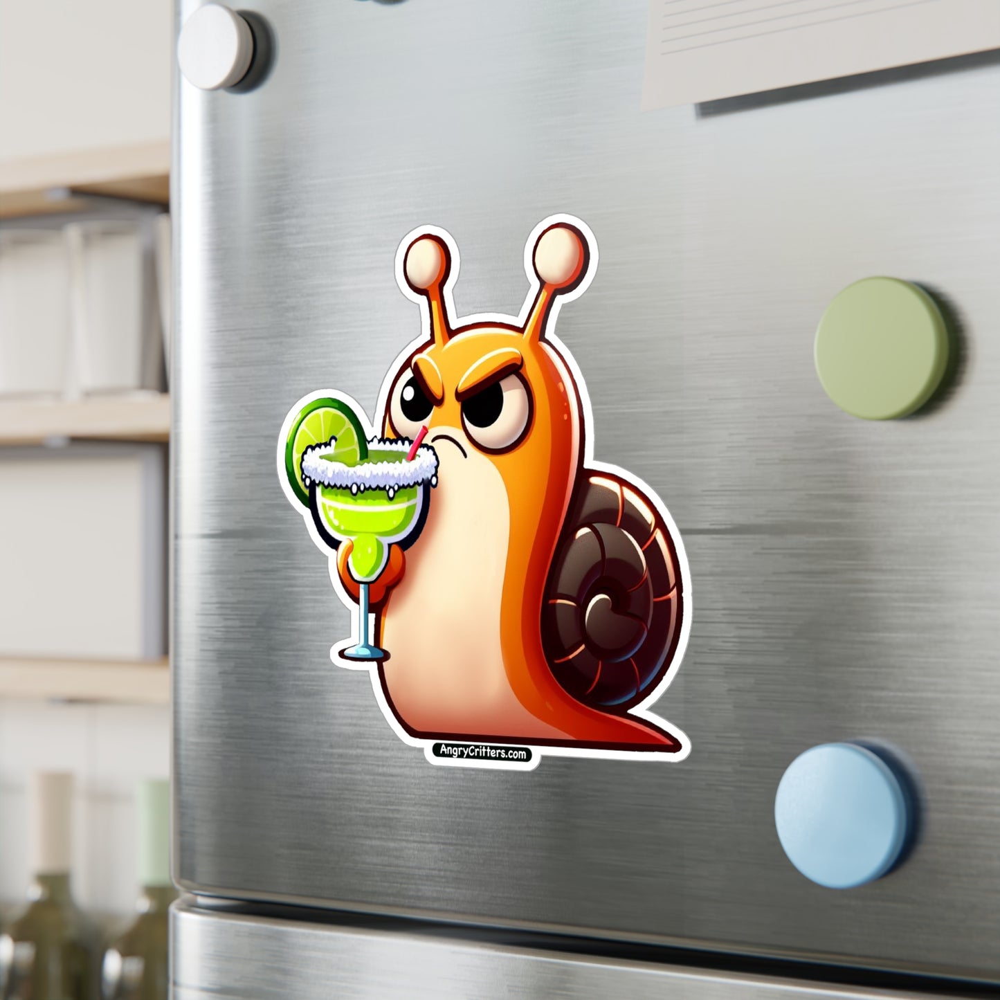 Angry Critters - Snail with Margarita, Kiss-Cut Vinyl Decals