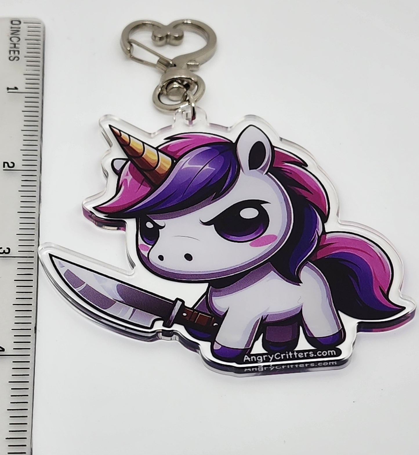 Angry Critters - Unicorn with a Blade, Acrylic Keychain