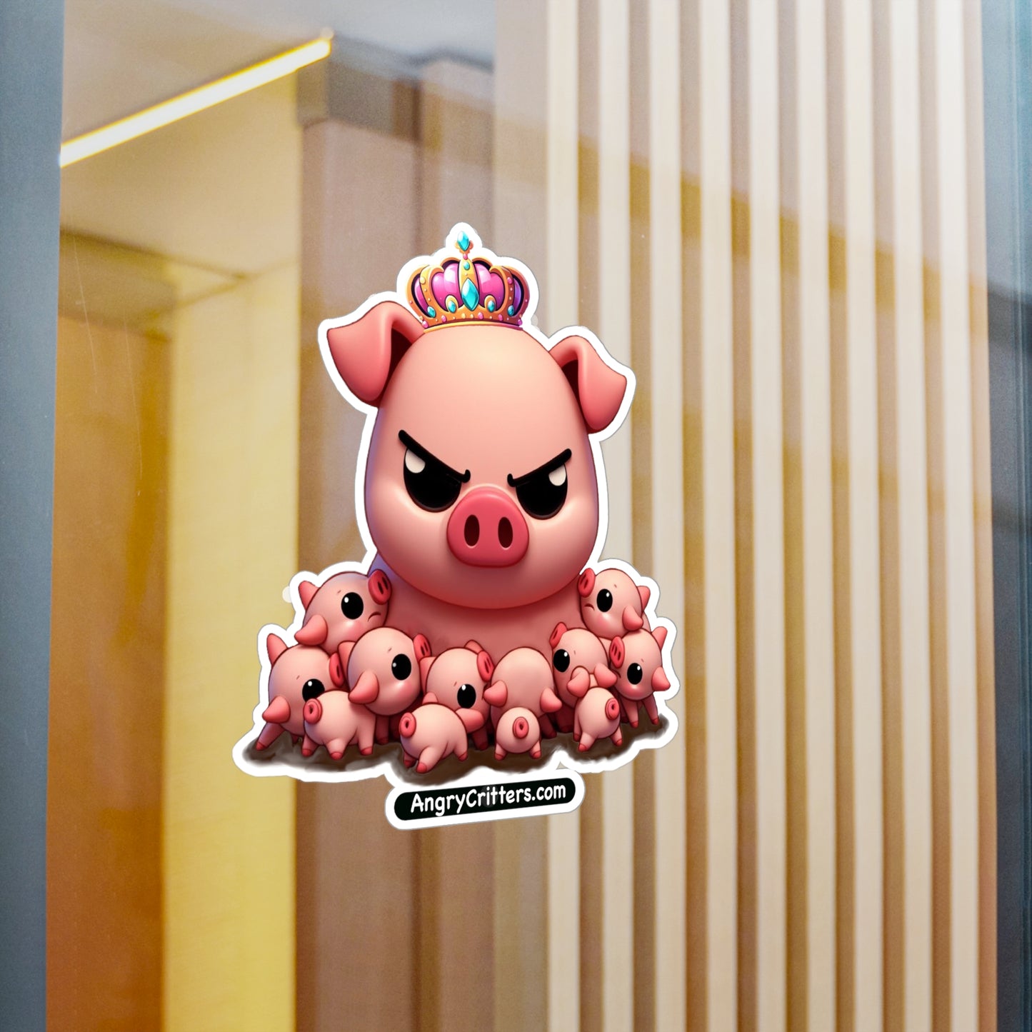 Angry Critters - Mom Pig with Piglets, Kiss-Cut Vinyl Decals