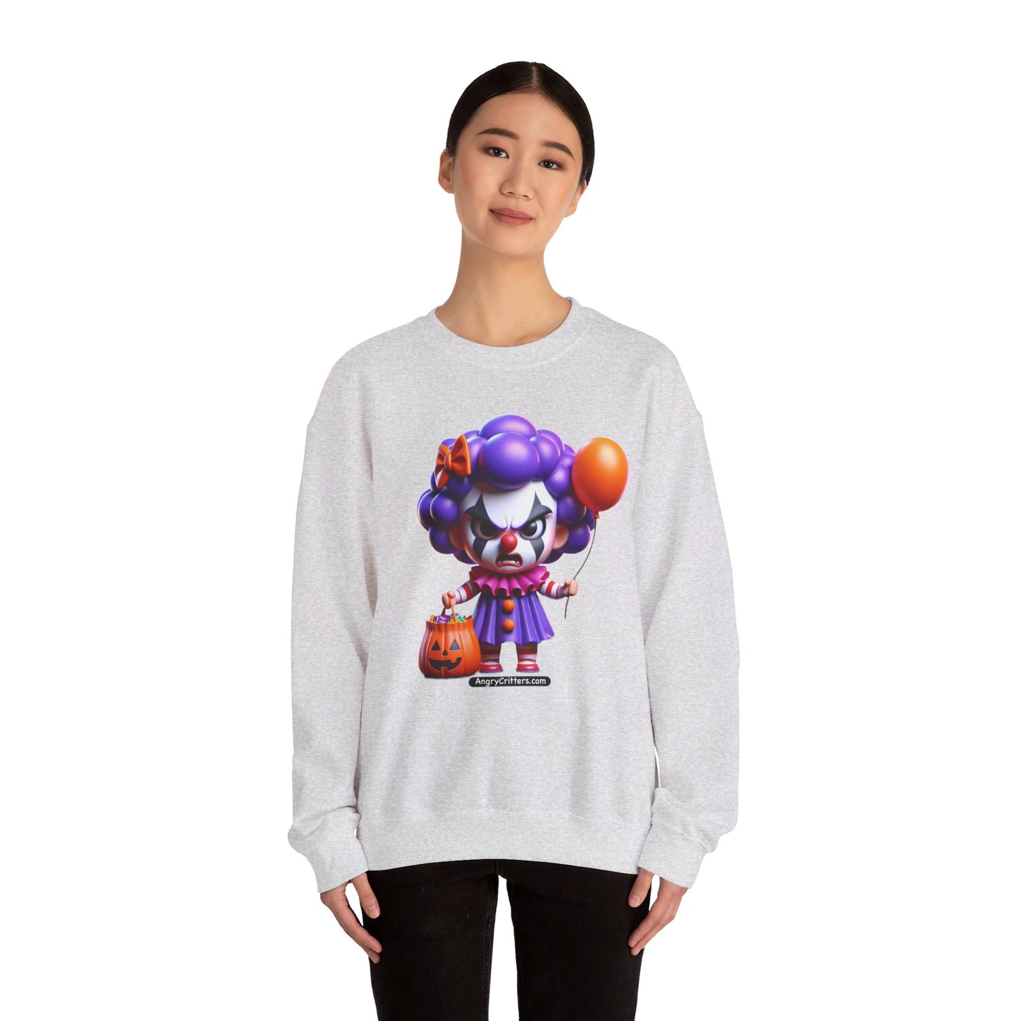 Angry Critters - Halloween Clown Purple, Unisex Heavy Blend™ Crewneck Sweatshirt