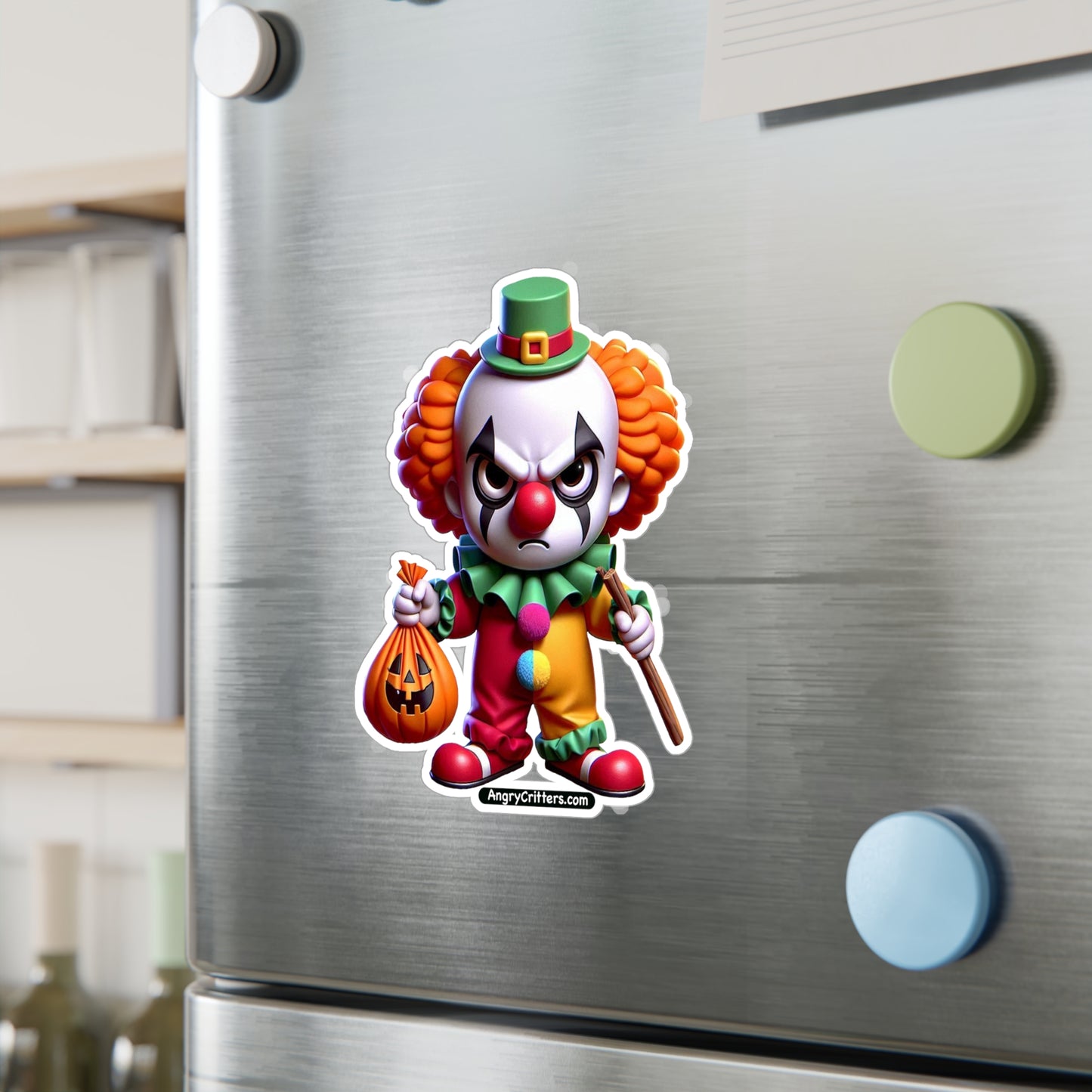 Angry Critters - Halloween Clown Orange, Kiss-Cut Vinyl Decals