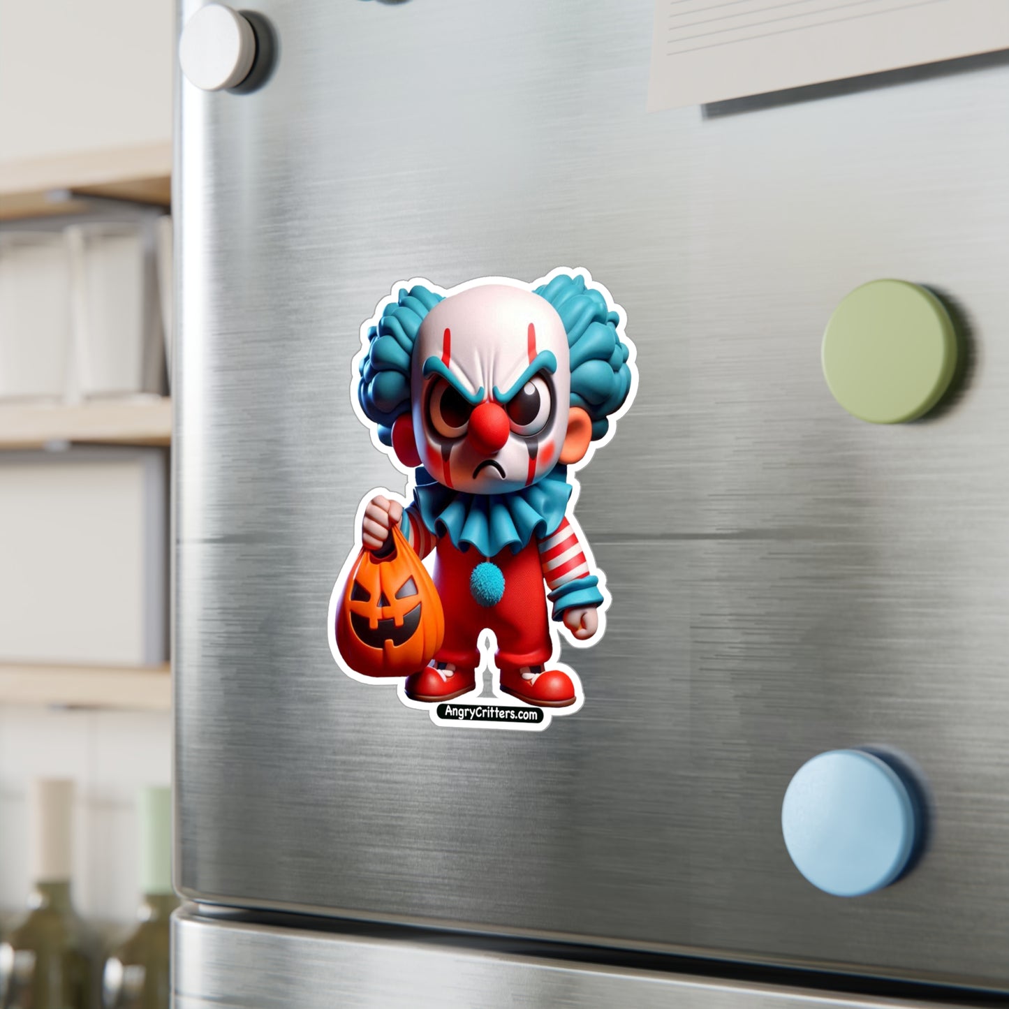 Angry Critters - Halloween Clown Blue, Kiss-Cut Vinyl Decals