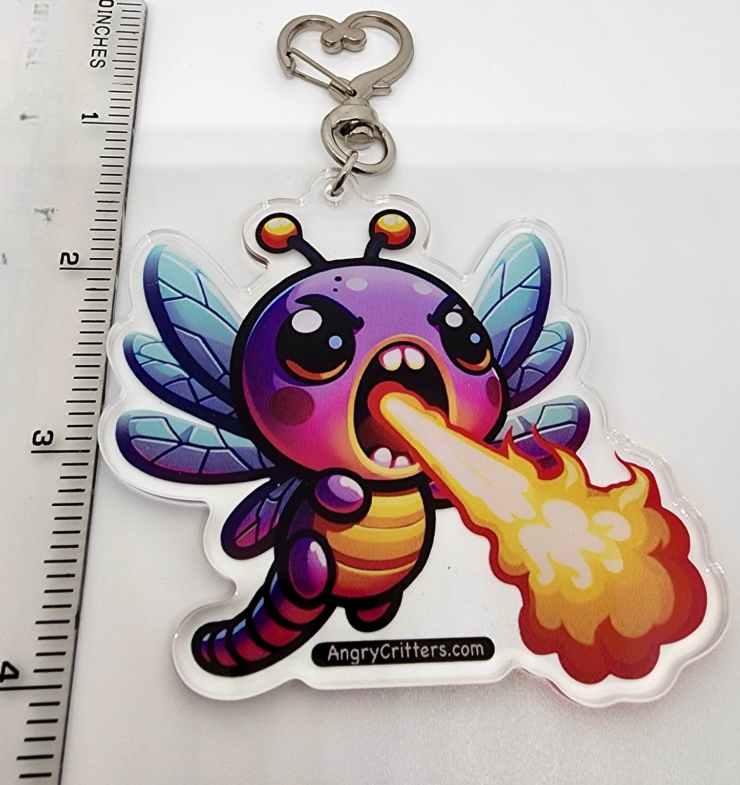 Angry Critters - Dragonfly Breathing Fire, Acrylic Keychain