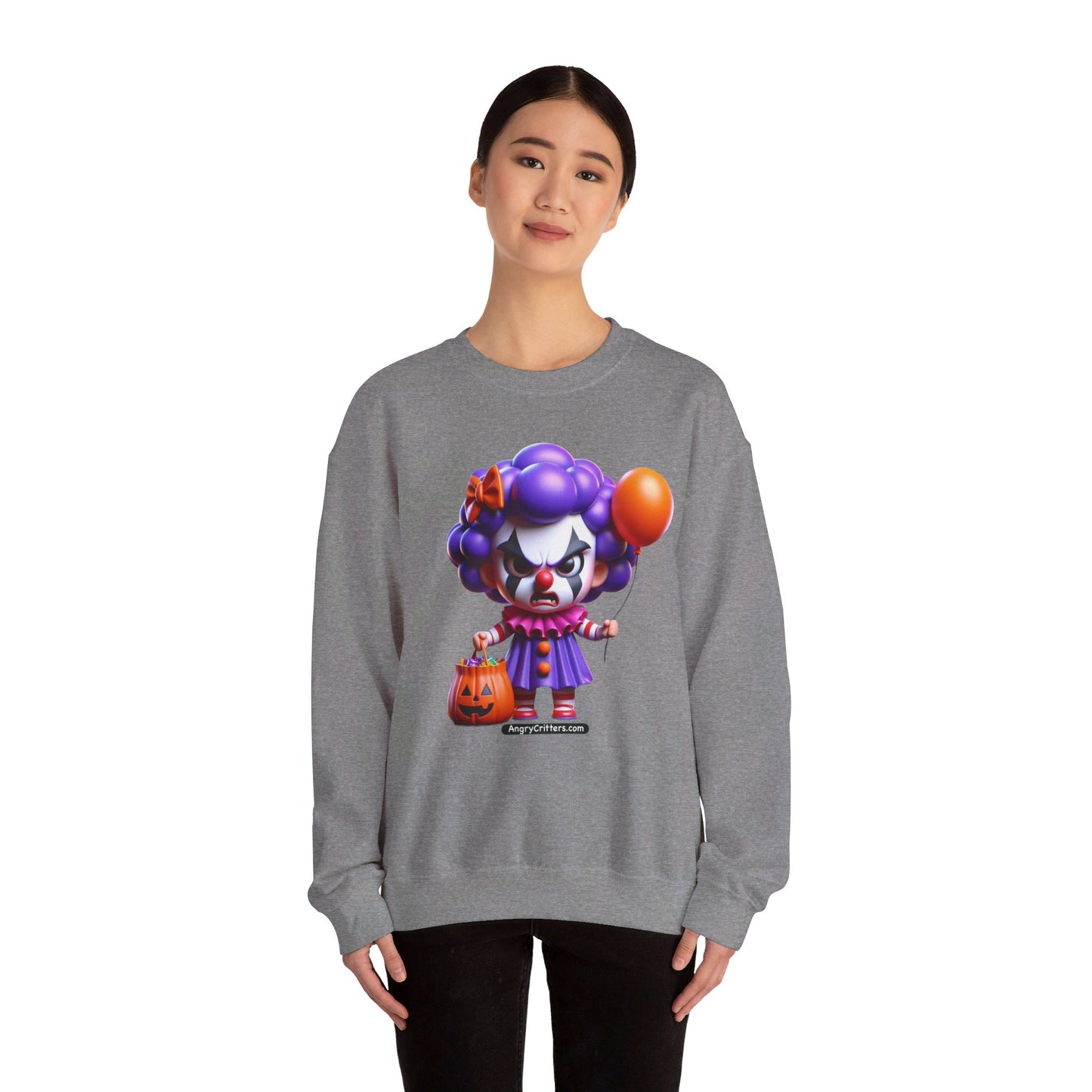 Angry Critters - Halloween Clown Purple, Unisex Heavy Blend™ Crewneck Sweatshirt