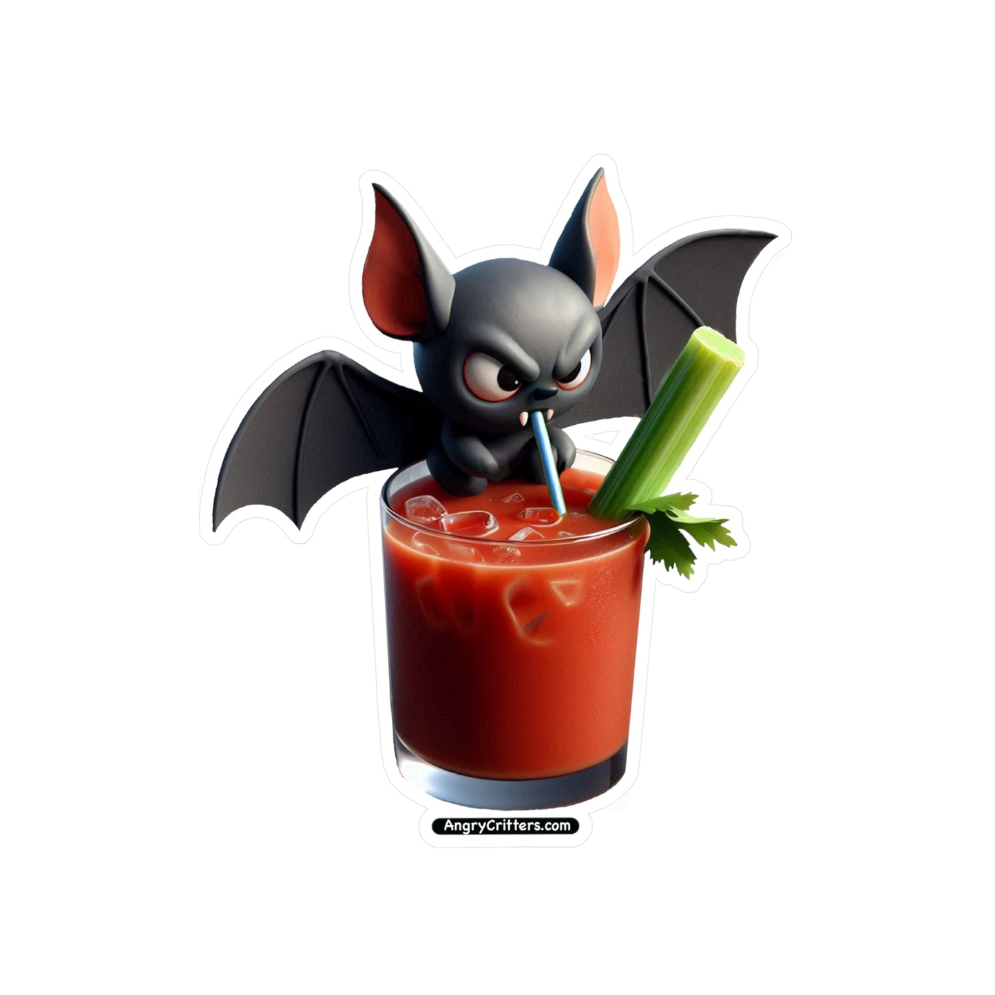 Angry Critters - Bat with Bloody Mary, Kiss-Cut Vinyl Decals