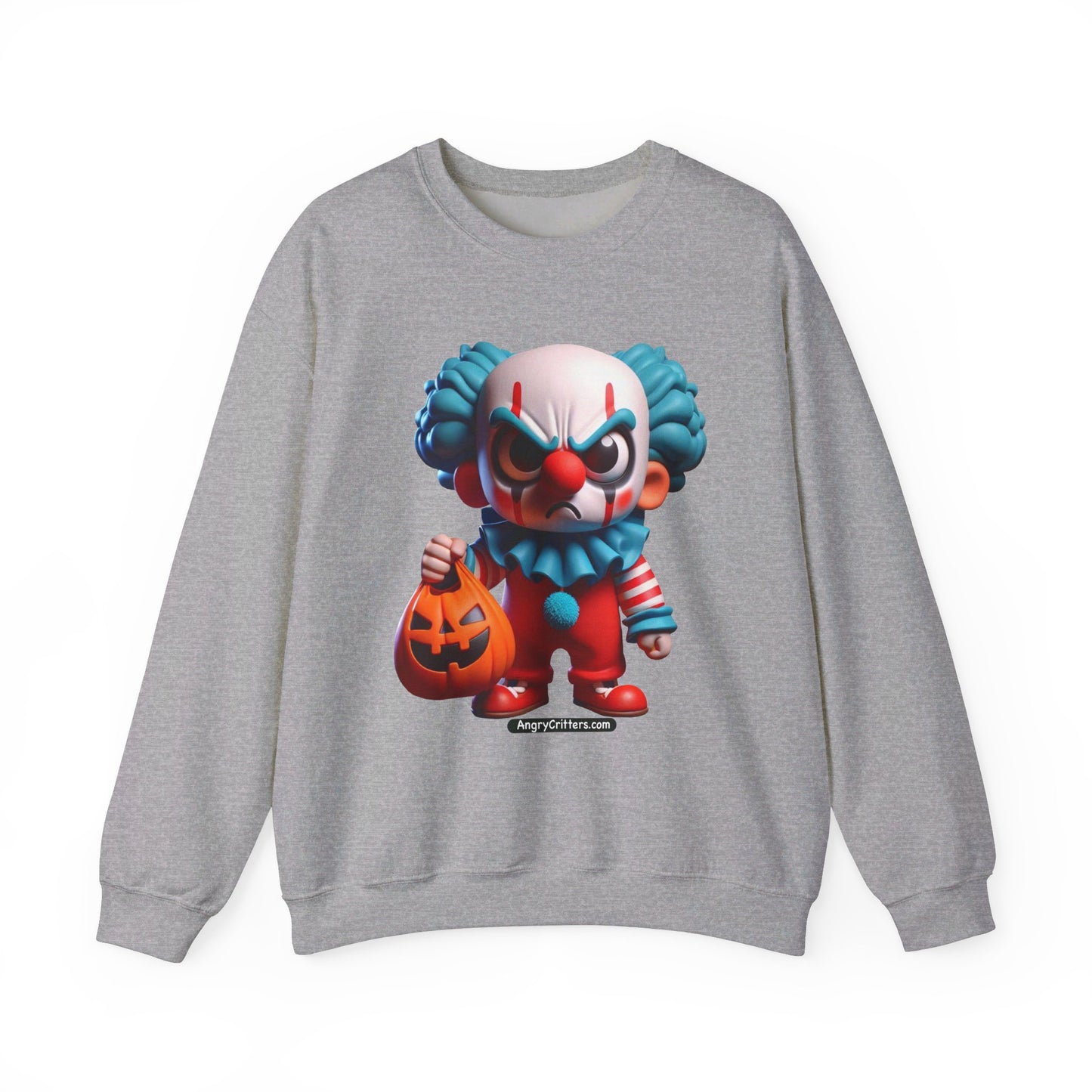 Angry Critters - Halloween Clown Blue, Unisex Heavy Blend™ Crewneck Sweatshirt