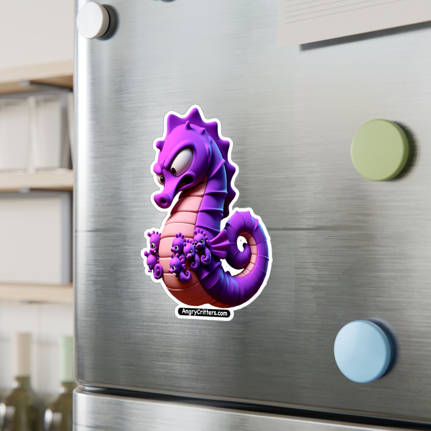 Angry Critters - Seahorse Dad, Kiss-Cut Vinyl Decals