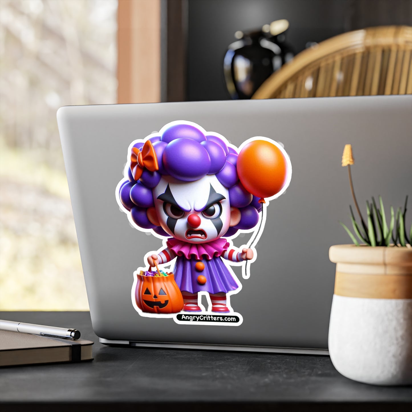 Angry Critters - Halloween Clown Purple, Kiss-Cut Vinyl Decals