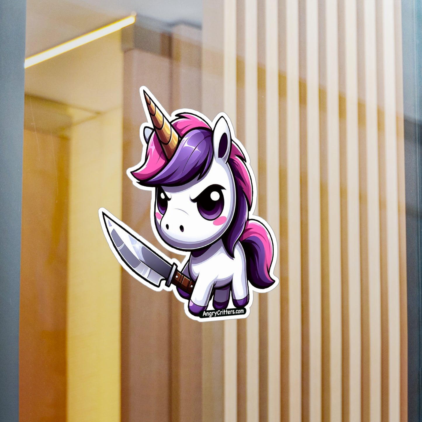 Angry Critters - Unicorn with a Blade, Kiss-Cut Vinyl Decals