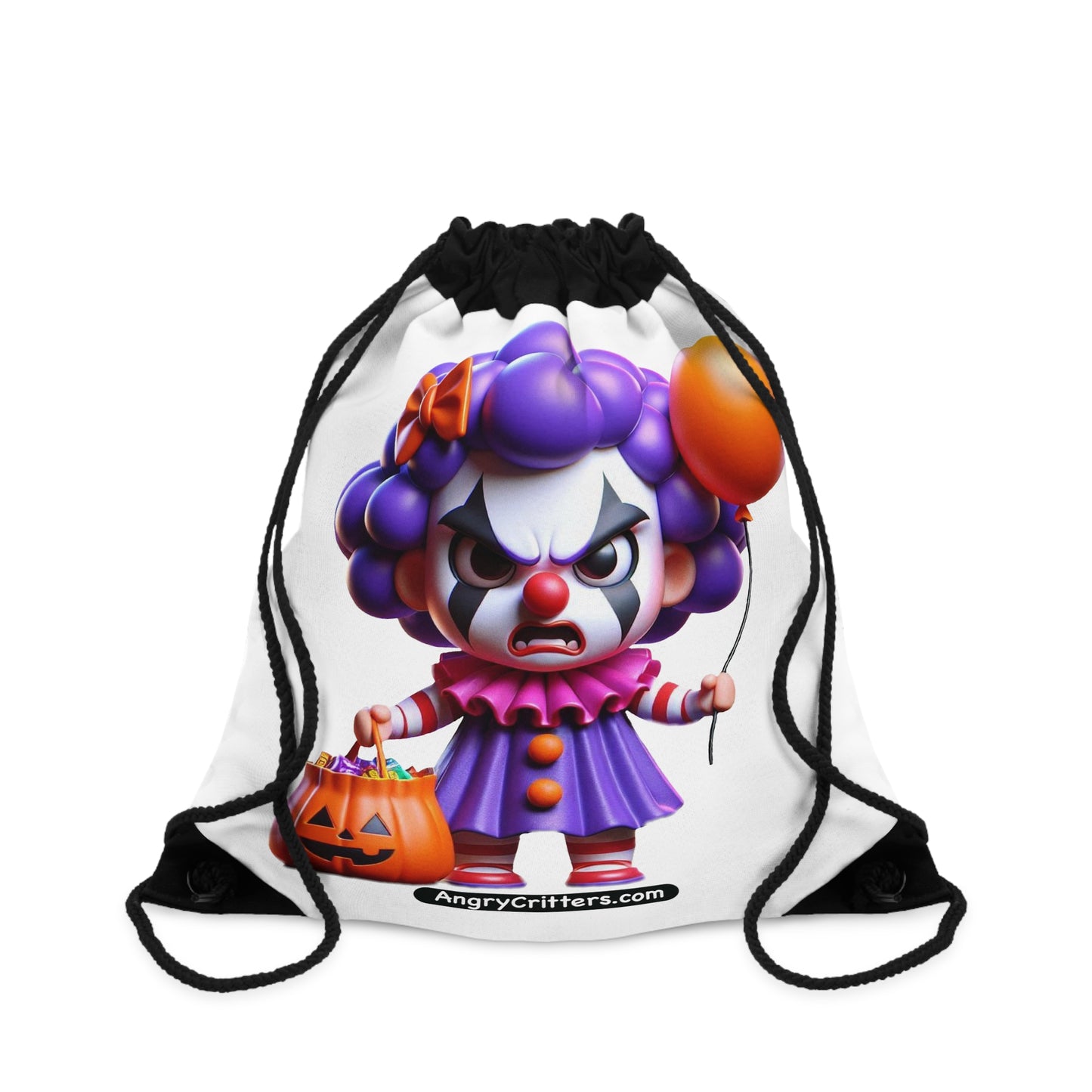 Angry Critters - Halloween Clown Purple, Drawstring Bag