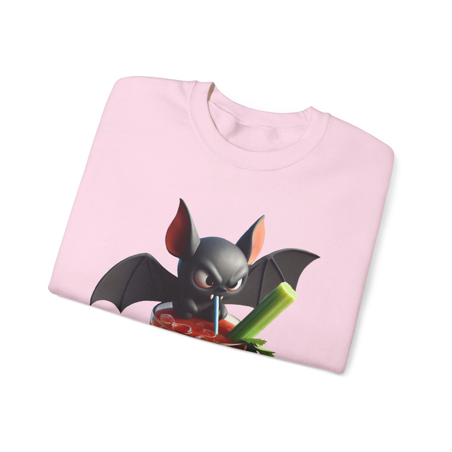 Angry Critters - Bat Drinking Bloody Mary, Unisex Heavy Blend™ Crewneck Sweatshirt