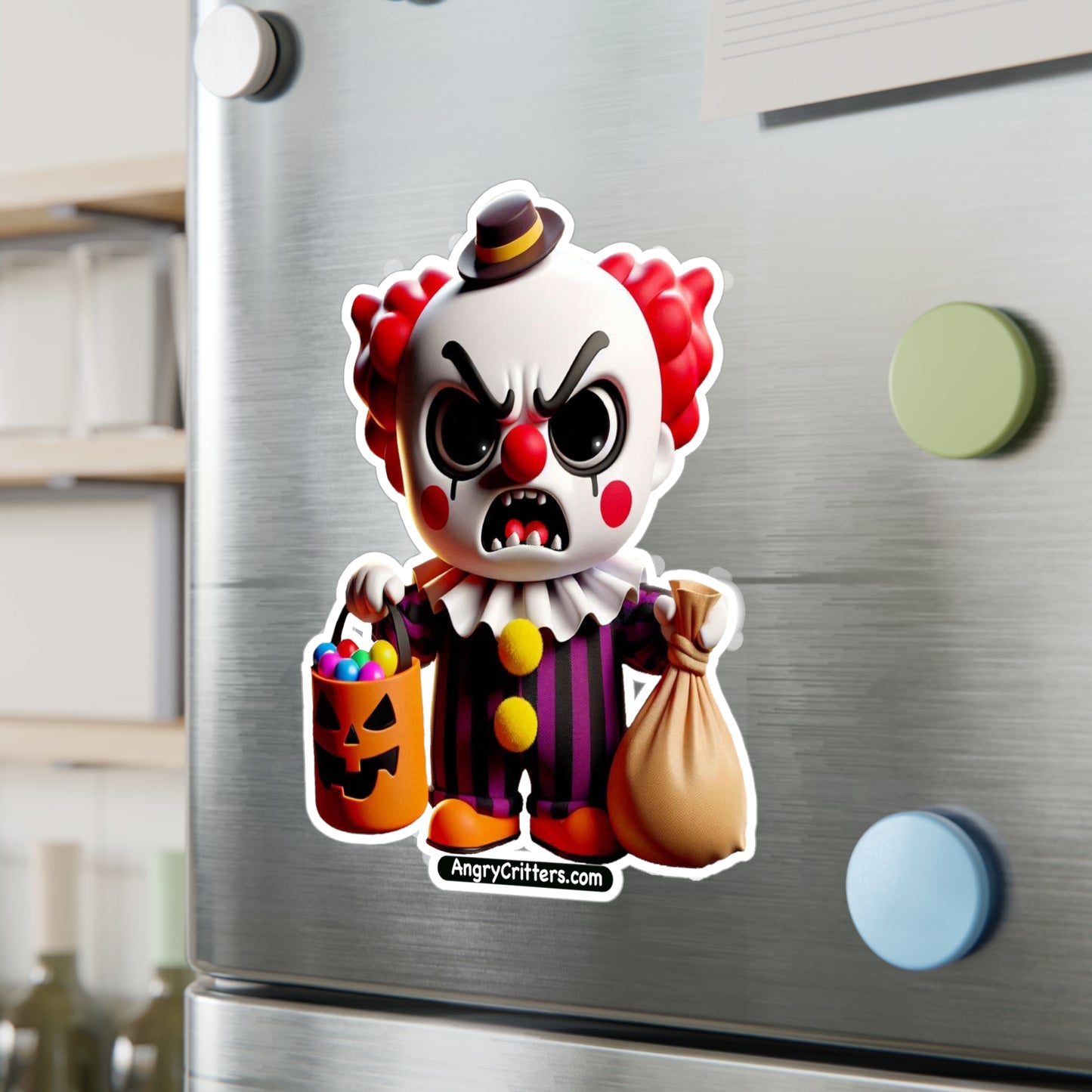 Angry Critters - Halloween Clown Red, Kiss-Cut Vinyl Decals