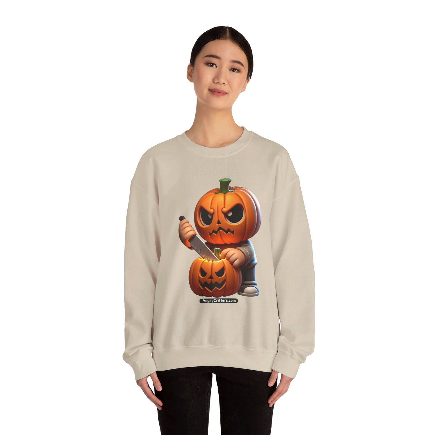 Angry Critters - Jack Carving Pumpkin, Unisex Heavy Blend™ Crewneck Sweatshirt