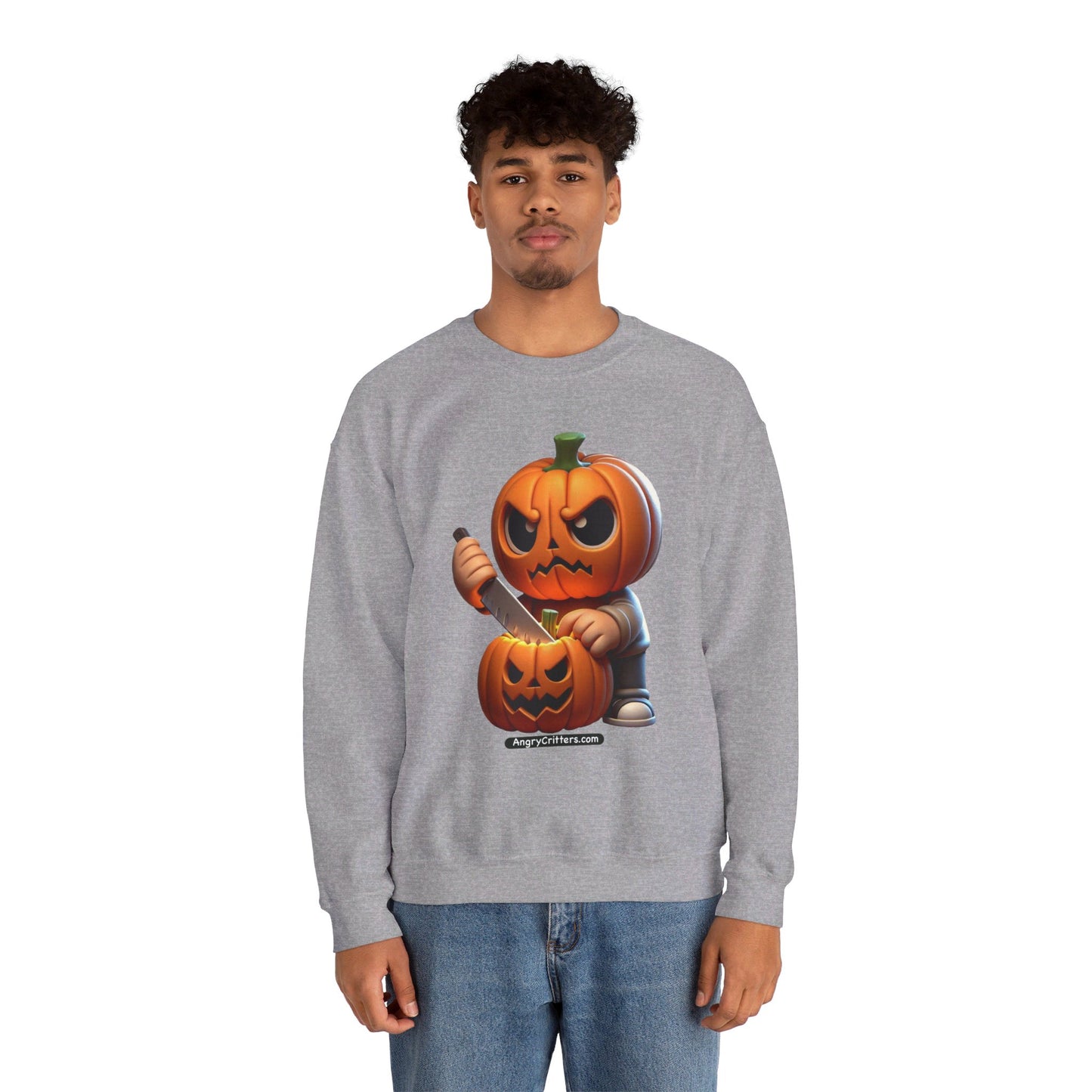 Angry Critters - Jack Carving Pumpkin, Unisex Heavy Blend™ Crewneck Sweatshirt