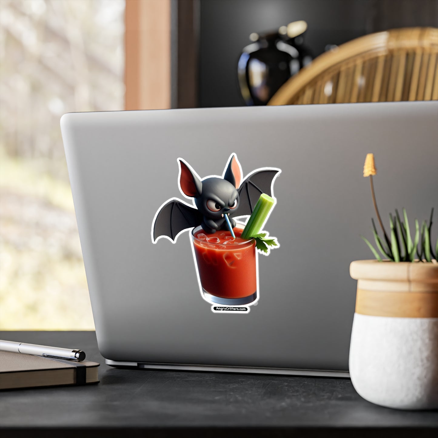 Angry Critters - Bat with Bloody Mary, Kiss-Cut Vinyl Decals