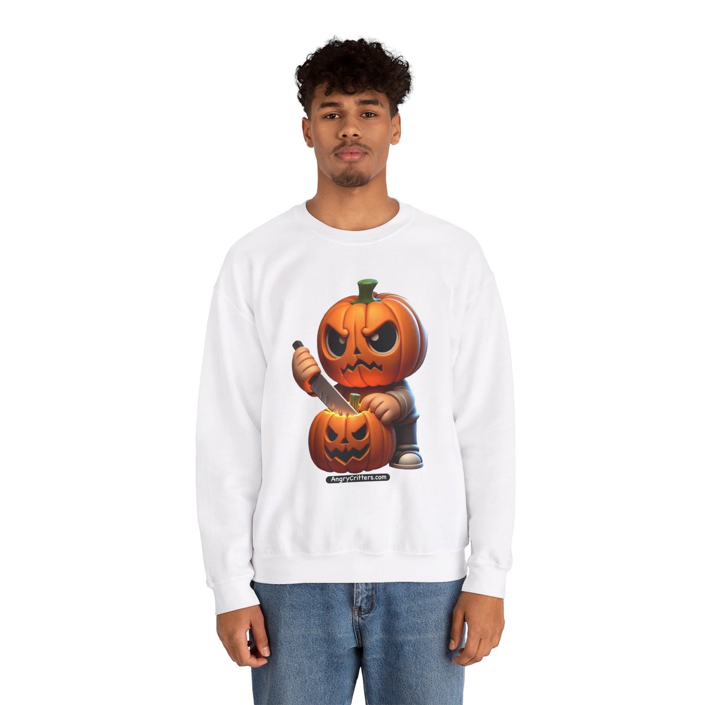 Angry Critters - Jack Carving Pumpkin, Unisex Heavy Blend™ Crewneck Sweatshirt