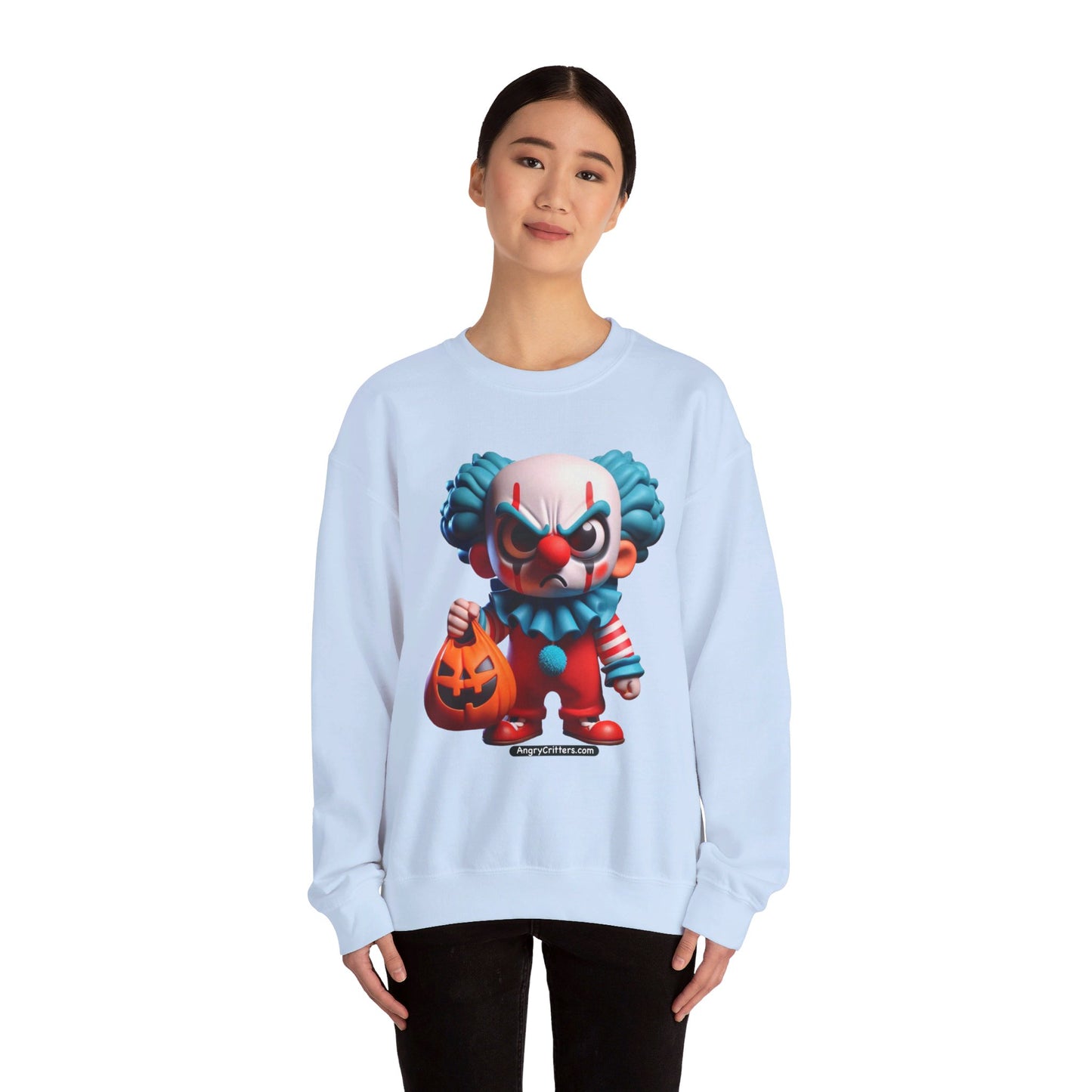 Angry Critters - Halloween Clown Blue, Unisex Heavy Blend™ Crewneck Sweatshirt