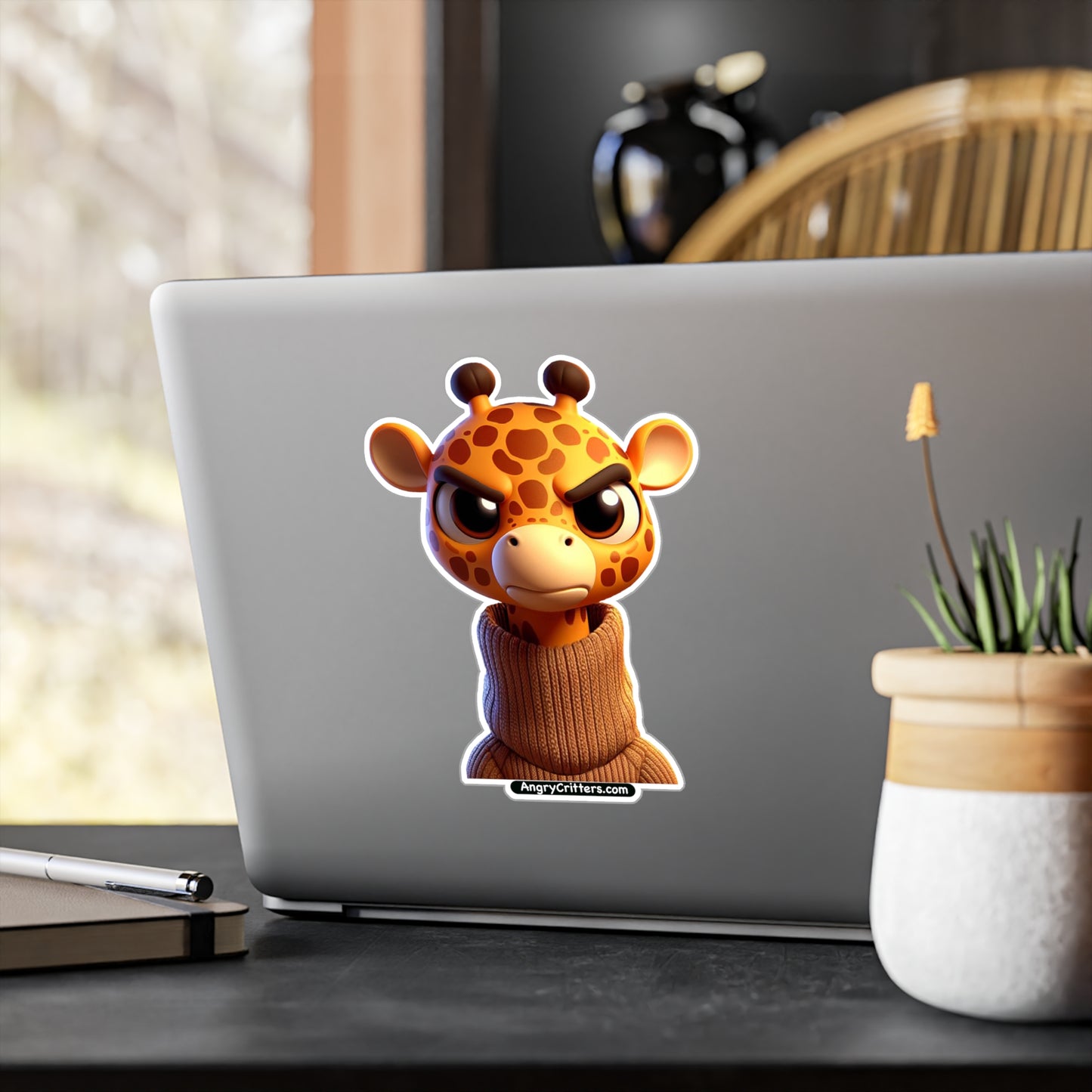 Angry Critters - Giraffe in Turtleneck, Kiss-Cut Vinyl Decals