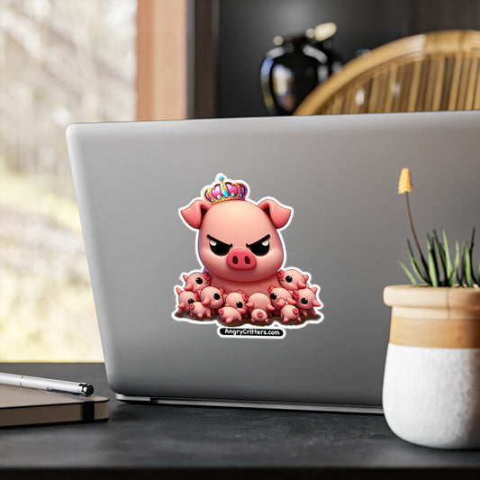 Angry Critters - Mom Pig with Piglets, Kiss-Cut Vinyl Decals