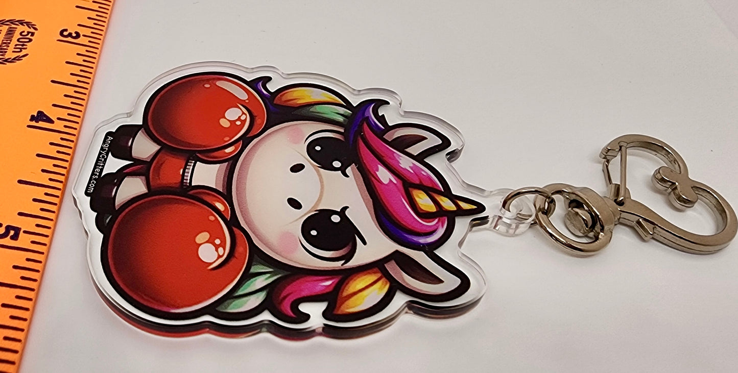 Angry Critters - Unicorn in Boxing Gloves, Acrylic Keychain