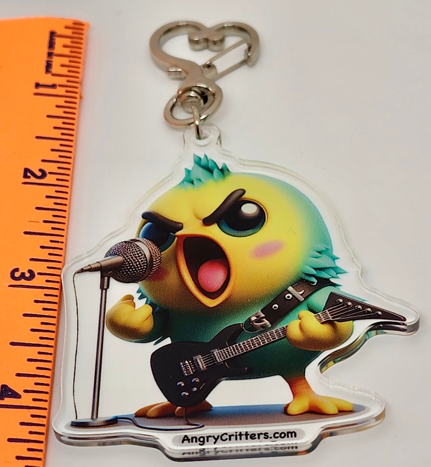 Angry Critters - Parakeet with an Axe, Acrylic Keychain