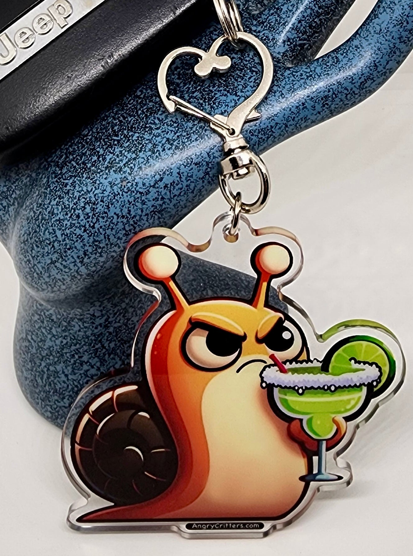 Angry Critters - Snail with Margarita, Acrylic Keychain