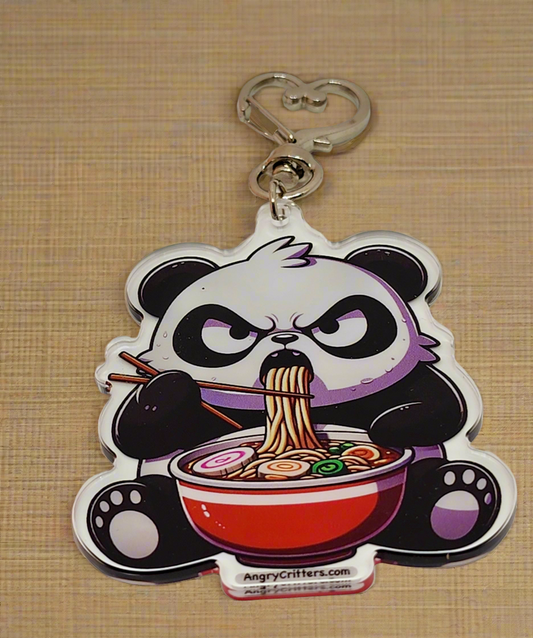 Angry Critters - Panda Eating Ramen, Acrylic Keychain