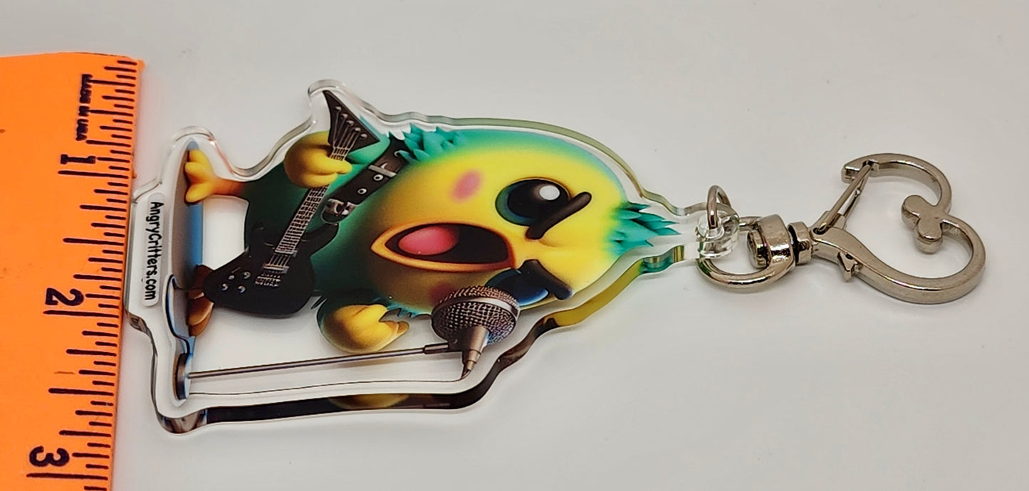 Angry Critters - Parakeet with an Axe, Acrylic Keychain