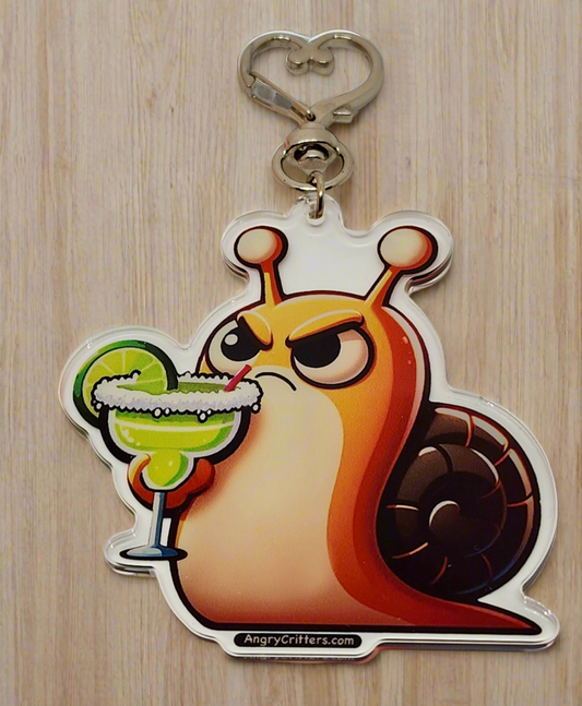 Angry Critters - Snail with Margarita, Acrylic Keychain