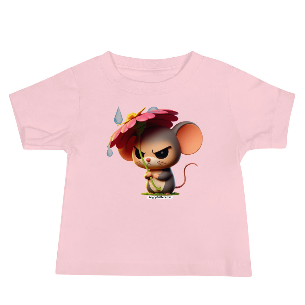 Angry Critters - Mouse with Flower Umbrella Baby Jersey Short Sleeve Tee