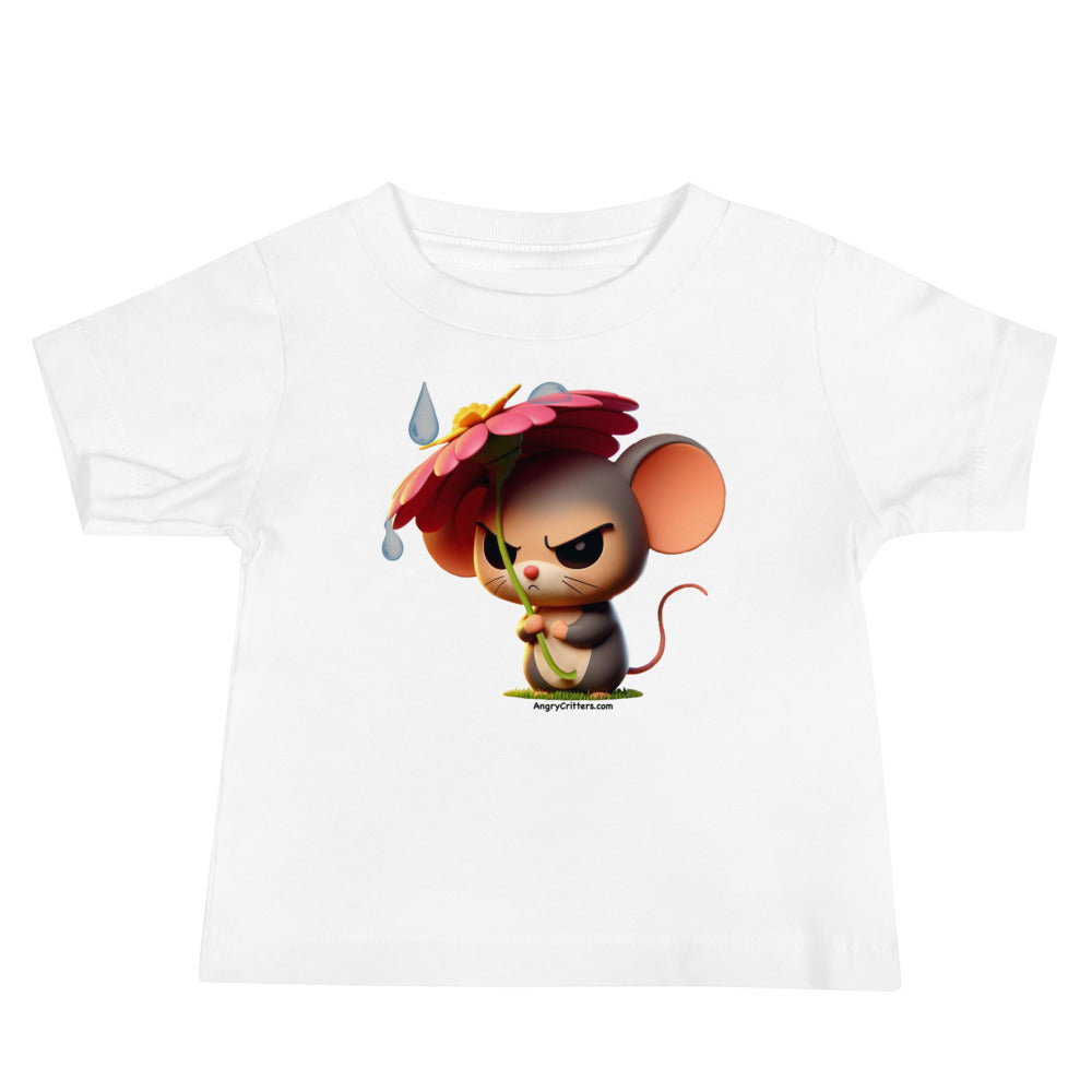 Angry Critters - Mouse with Flower Umbrella Baby Jersey Short Sleeve Tee