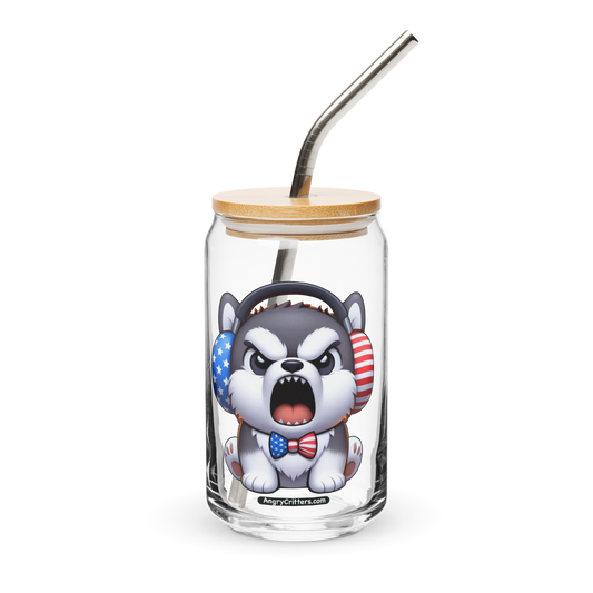 Angry Critters - American Husky Can-shaped glass