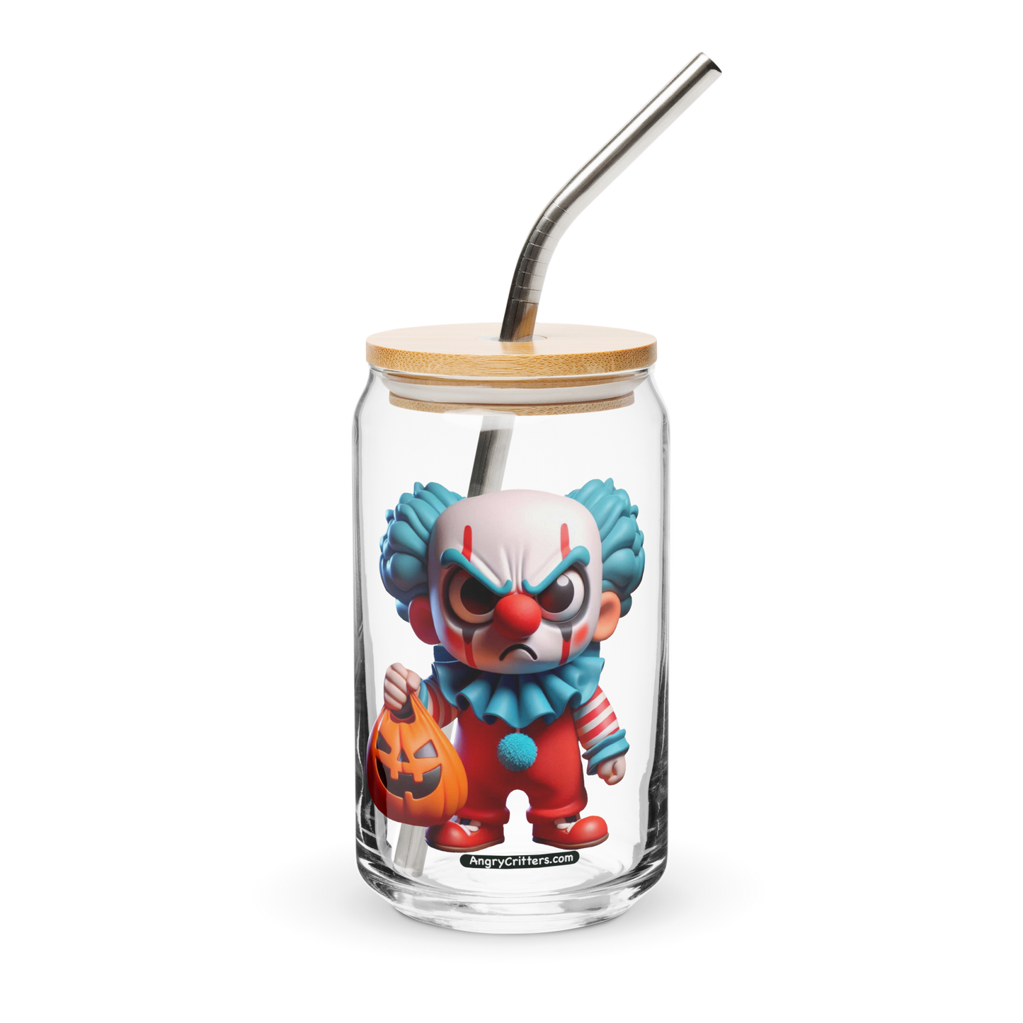 Angry Critters - Halloween Clown Blue, Can-shaped glass