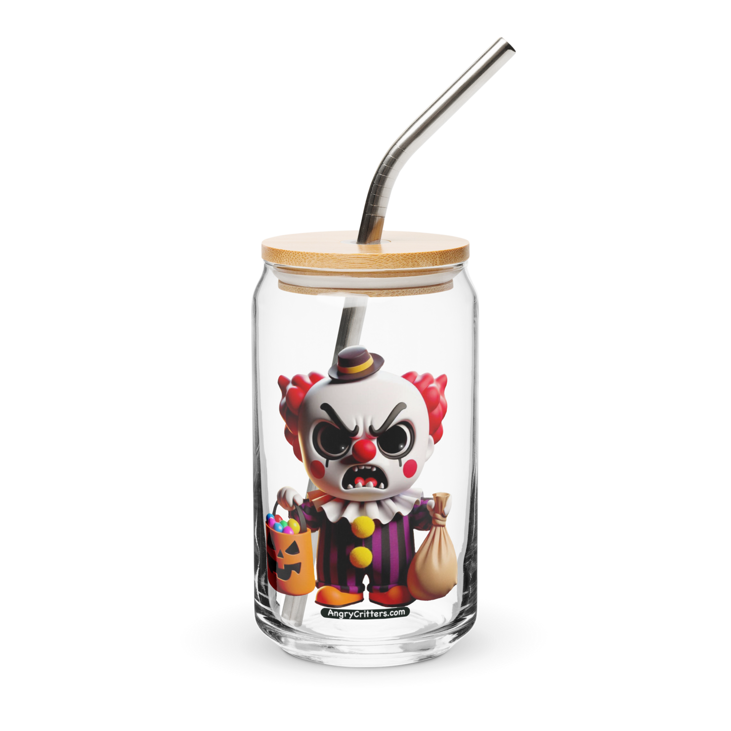 Angry Critters - Halloween Clown Red, Can-shaped glass