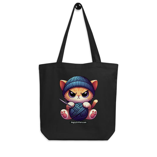 Angry Critters - Kitten Knitting Eco Tote Bag