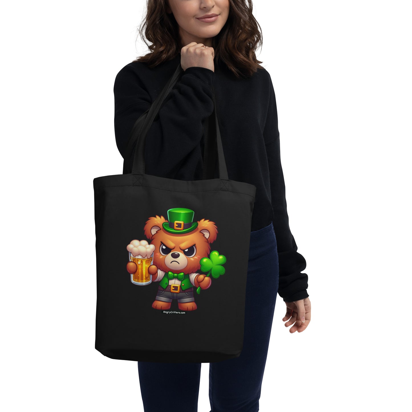 Angry Critters - St. Patrick's Day Bear Eco Tote Bag