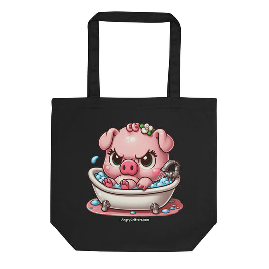 Angry Critters - Pig in a Bubble Bath Eco Tote Bag