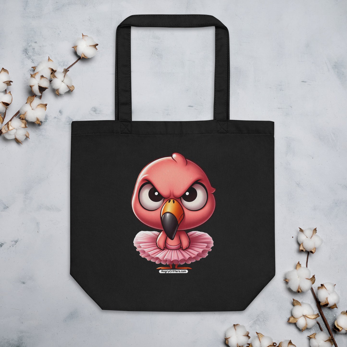 Angry Critters - Pink Flamingo Ballerina Eco Tote Bag