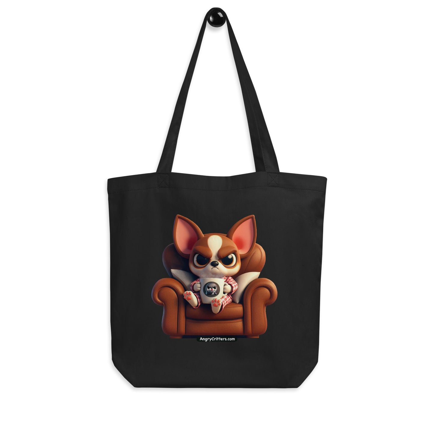 Angry Critters - Chihuahua Drinking Coffee Eco Tote Bag