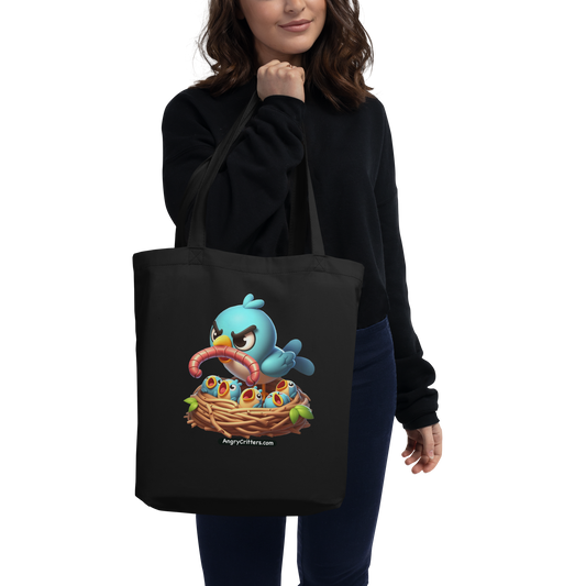 Angry Critters - Mom Bird with Baby Birds, Eco Tote Bag