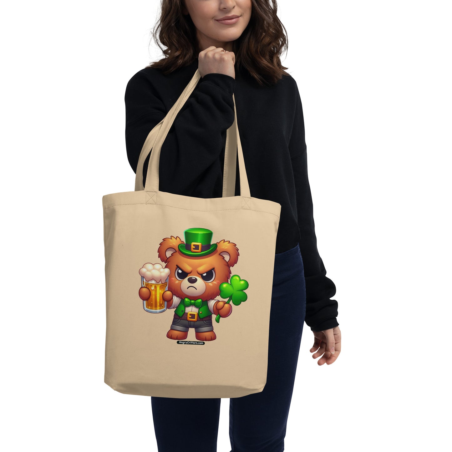 Angry Critters - St. Patrick's Day Bear Eco Tote Bag