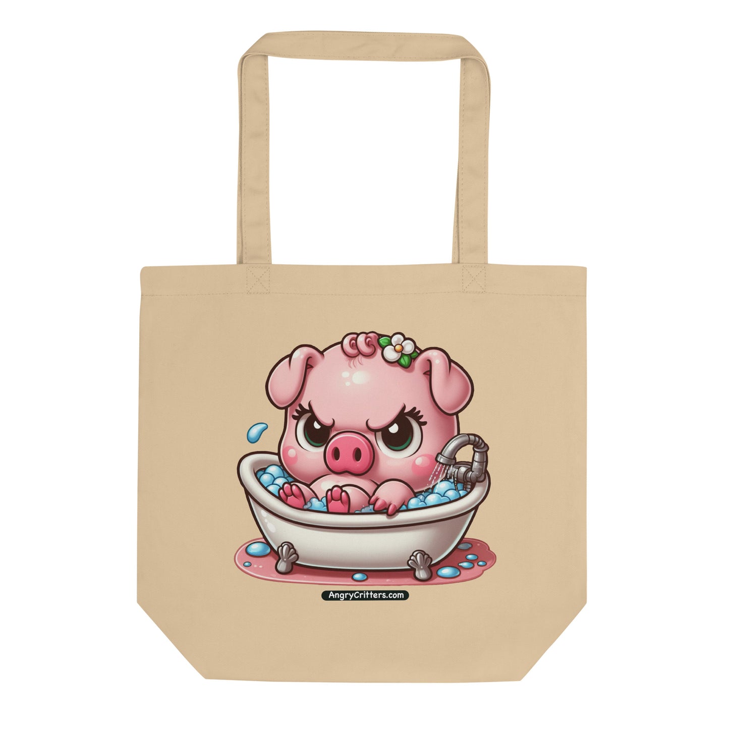 Angry Critters - Pig in a Bubble Bath Eco Tote Bag