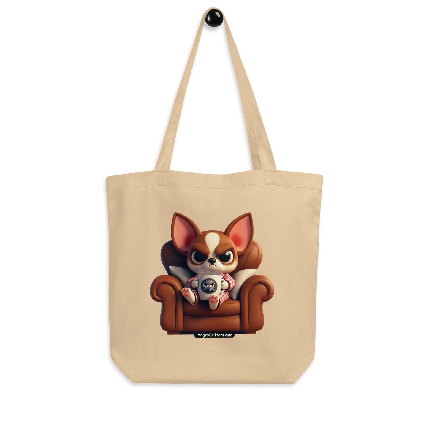 Angry Critters - Chihuahua Drinking Coffee Eco Tote Bag