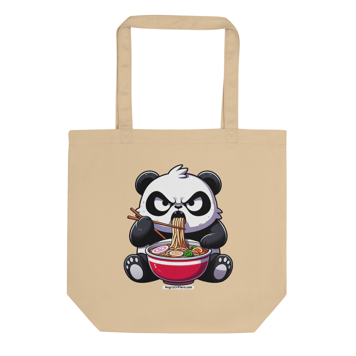 Angry Critters - Panda Eating Ramen, Eco Tote Bag