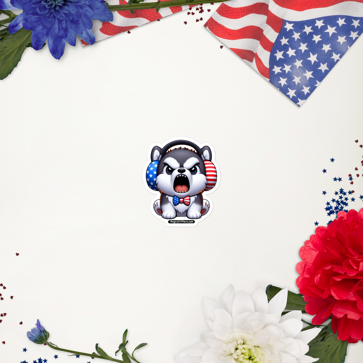 Angry Critters - American Husky Bubble-free stickers