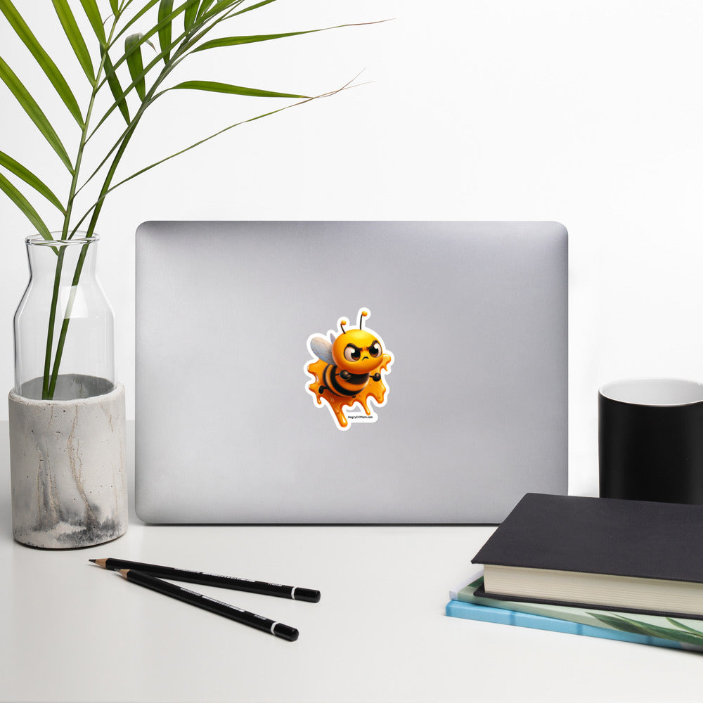 Angry Critters - Bee Stuck in Honey Bubble-free stickers