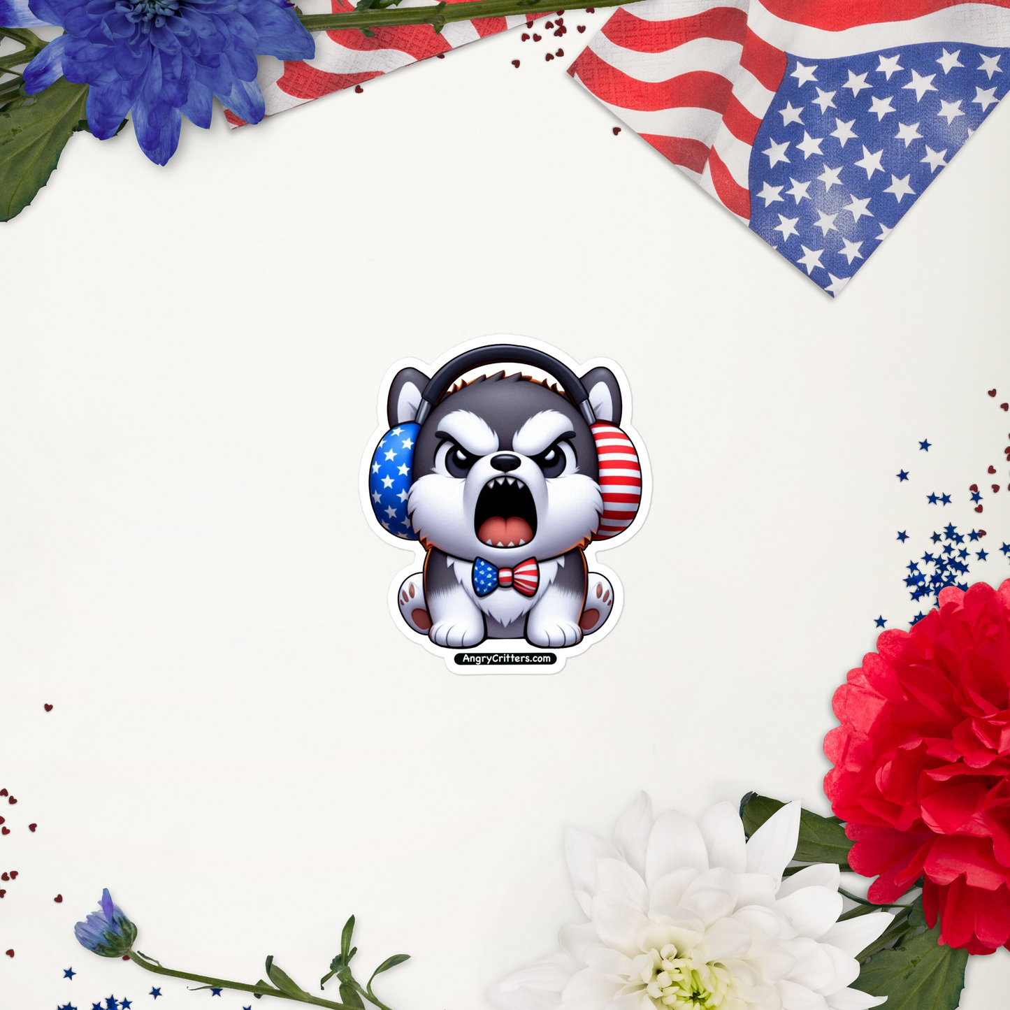 Angry Critters - American Husky Bubble-free stickers