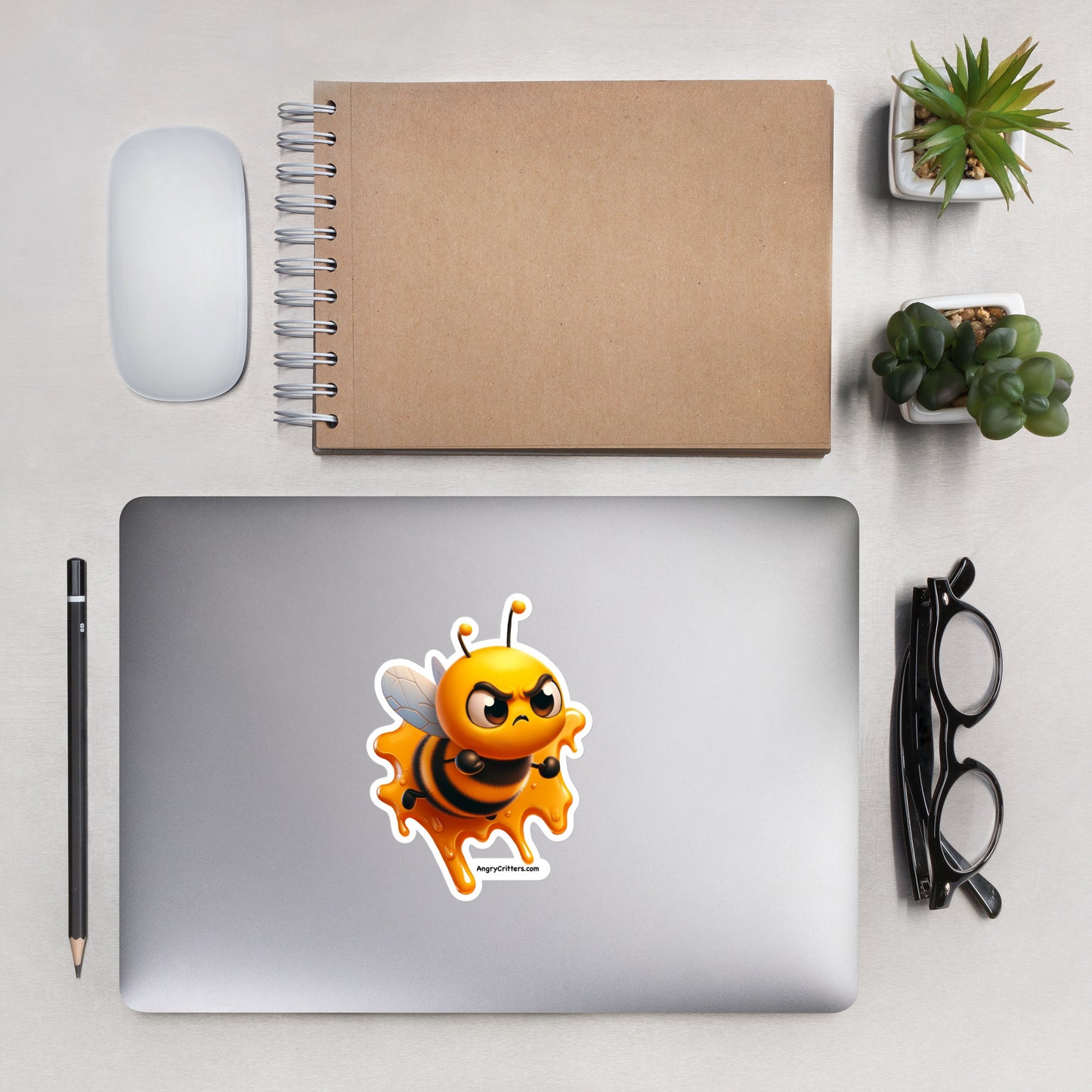 Angry Critters - Bee Stuck in Honey Bubble-free stickers