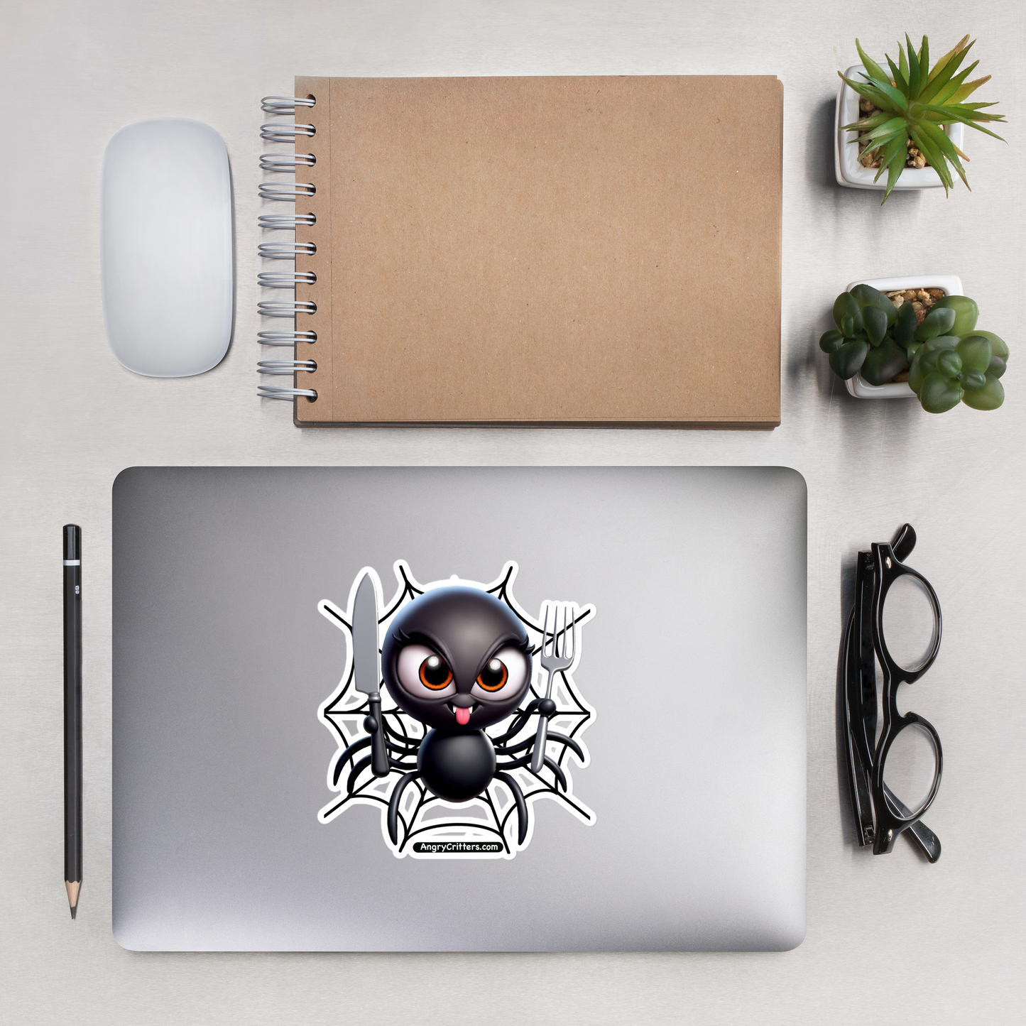 Angry Critters - Black Widow Spider, Bubble-free stickers