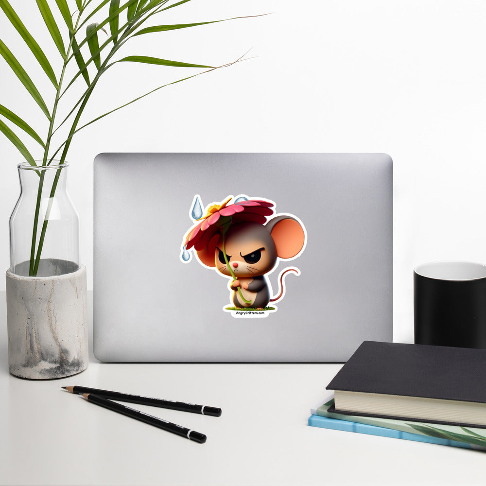 Angry Critters - Mouse with Flower Umbrella Bubble-free stickers